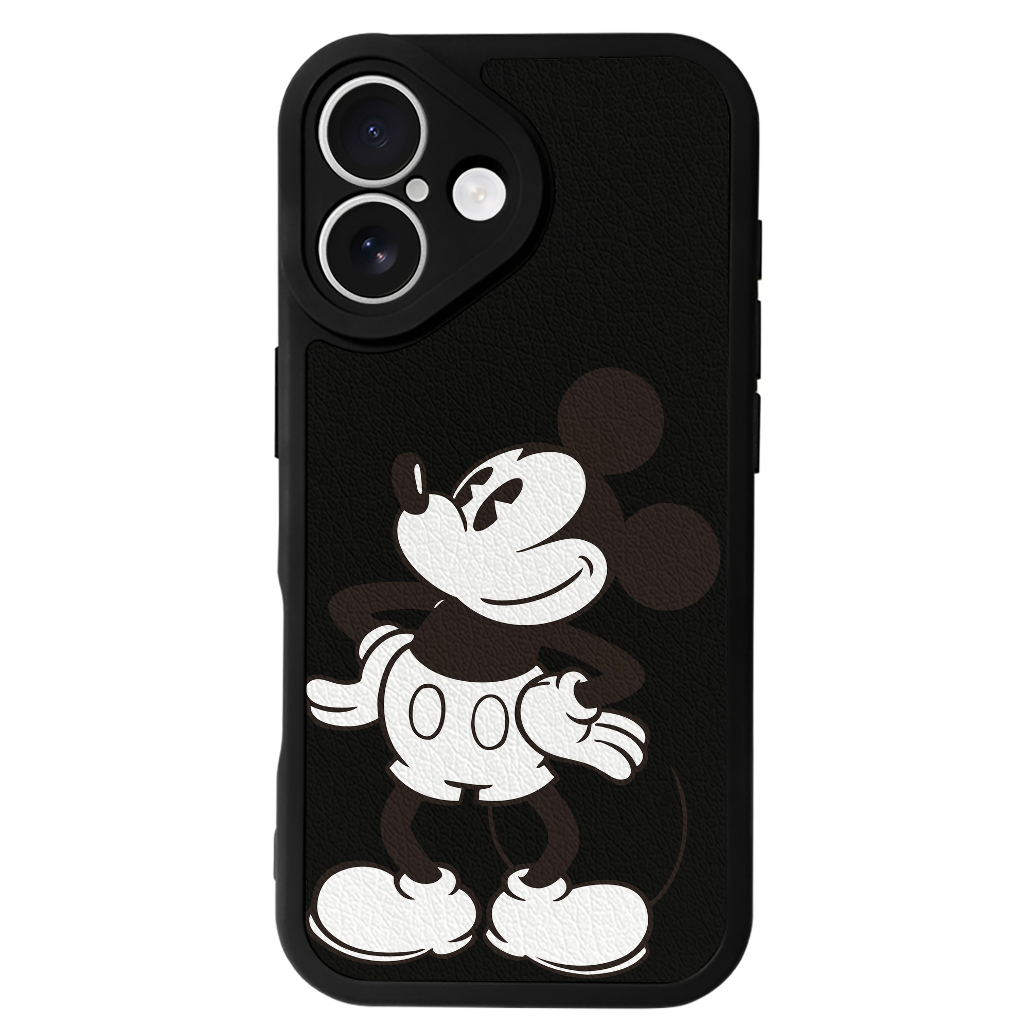 （画像用） ミッキーマウス Mickey Mouse 【iPhone 16シリーズ対応】シリコンスマホケース（レザー調） 材質：シリコン